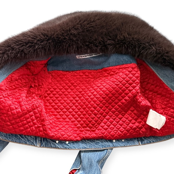 Alexander Wang Denim Jacket with Faux Fur Collar & Cuffs – Size M - Picture 14 of 15